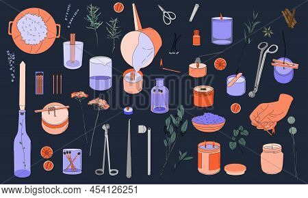 Various Candles. Different Shapes And Sizes. Pillar, Jar Candle, Square, Container Candle, Multi Wic