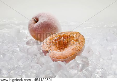 Fresh Berries Apricots On Ice Quick Freezing