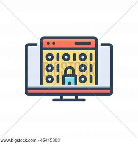 Color Illustration Icon For Vulnerability Penetrability Permeability Susceptibility Encoding Binary 