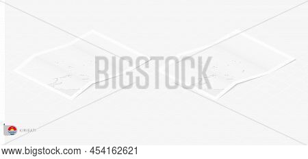 Set Of Two Realistic Map Of Kiribati With Shadow. The Flag And Map Of Kiribati In Isometric Style. V