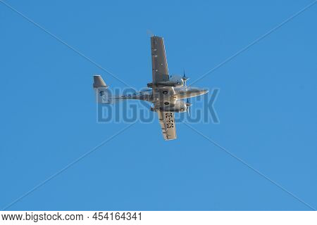 Saint Gallen, Altenrhein, Switzerland, February 9, 2022 Diamond Da 42 Twin Star Aircraft Just After 