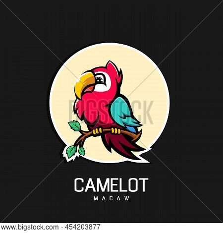 Camelot Macaw Bird Mascot Logo Design Illustration Vector