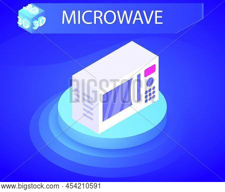 Microwave Isometric Design Icon. Vector Web Illustration. 3d Colorful Concept