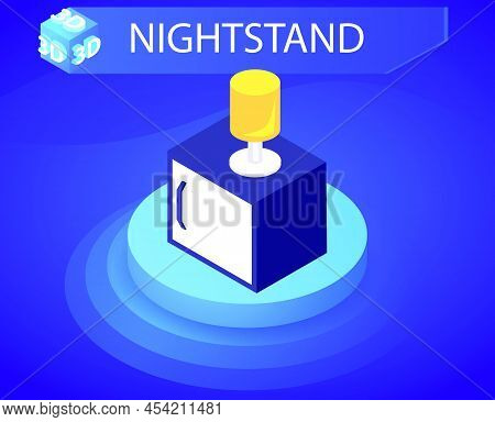 Nightstand Isometric Design Icon. Vector Web Illustration. 3d Colorful Concept