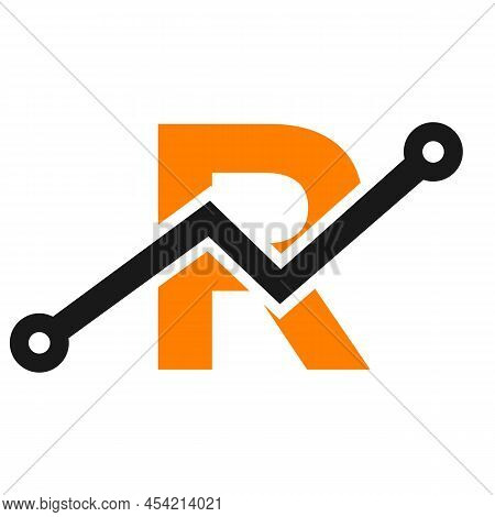 Digital Letter R Technology Icon Logo Design. Business, Investment, Financial Logo On Letter R Templ