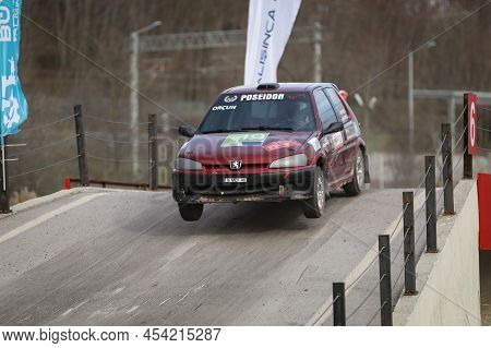 Kocaeli, Turkey - December 26, 2021: Orcun Kuscu Drives Peugeot 106 Gti During Turkish Rallycross Ch