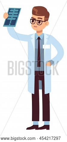 Radiologist Looking At Human Xray Picture. Doctor With Health Scan