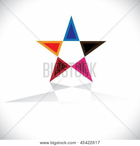 Icono de estrella colorida o signo con reflexión - Vector Graphic