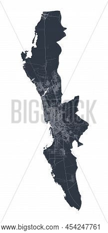Jeddah Vector Map. Detailed Vector Map Of Jeddah City Administrative Area. Cityscape Poster Metropol