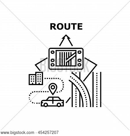 Route Guiding Vector Icon Concept. Route Guiding Electronic Device, Driver Using Gps Navigation Syst