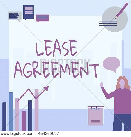 Handwriting Text Lease Agreement. Business Concept Contract On The Terms To One Party Agrees Rent Pr