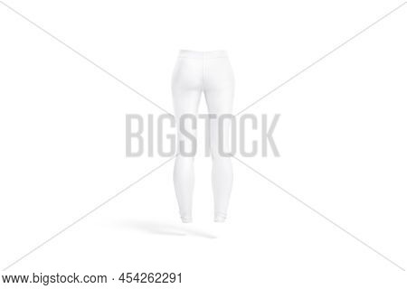 Blank White Women Sport Leggings Mockup, Back View, 3d Rendering. Empty Female Leggies For Training 