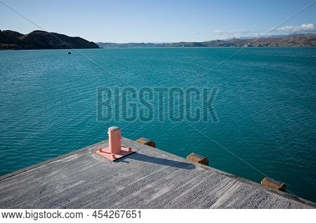 Bitt On Pier At Lake Lago General Carrera, Puerto Ibanez, Aysen Province, Patagonia, Chile. Corner O