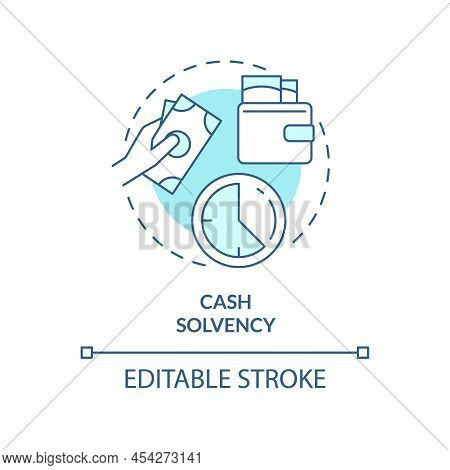 Cash Solvency Turquoise Concept Icon. Assets And Liabilities. Budget Balance Abstract Idea Thin Line