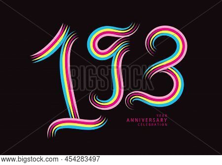 193 Number Design Vector, Graphic T Shirt, 193 Years Anniversary Celebration Logotype Colorful Line,