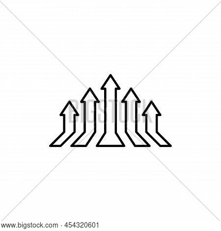 Growing Bars Graphic With Rising 3d Arrows Line Icon In Black. Diagram Illustration. Organizational 
