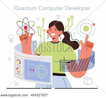 Quantum Computer Developing. Innovative Calculations Technology. Engineers