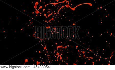 Red,orrange Liquid Splashes, Swirl And Waves With Scatter Drops. Royalty High-quality Free Stock Of 