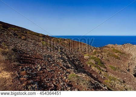 Sea View Of Linosa Sea On The Top Of The Volcano Monte Nero, Pelagie Island, Sicily