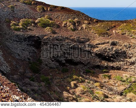 Sea View Of Linosa Sea On The Top Of The Volcano Monte Nero, Pelagie Island, Sicily