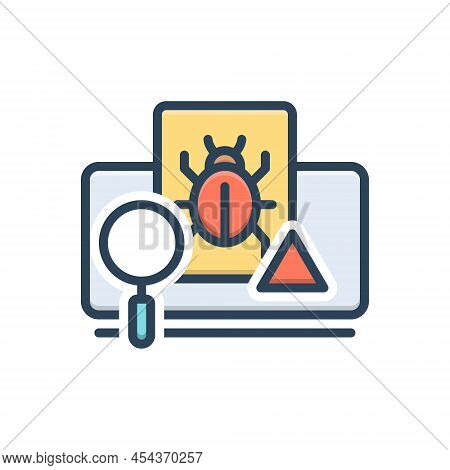 Color Illustration Icon For Detection Ascertain Crime Agent Cyber Evidence Secret Magnifying Spy