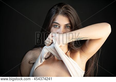 Women Body. Bra Model. Female Breast. Women Body Shape. Breast Boobs, Woman After Plastic Surgery. H