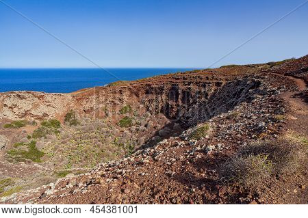 Sea View Of Linosa Sea On The Top Of The Volcano Monte Nero, Pelagie Island, Sicily