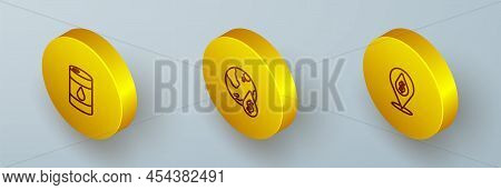 Set Isometric Line Barrel Oil, Oil Drop With Dollar Symbol And Icon. Vector