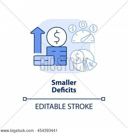 Smaller Deficit Light Blue Concept Icon. Avoid Shortfall. Balanced Budget Requirement Abstract Idea 
