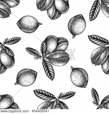 Seamless Pattern With Black And White Almond, Letters Stock Illustration