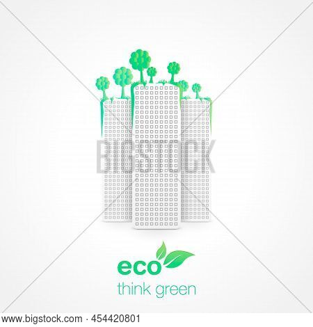 Minimalistic Eco Friendly Cityscape Illustration Design Isolated On A White Background