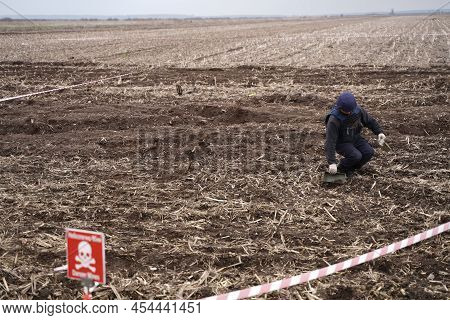 Demining By Troops Of The Territory. Many Mines, Shells, Artillery, Grenades, Fragmentation Grenades