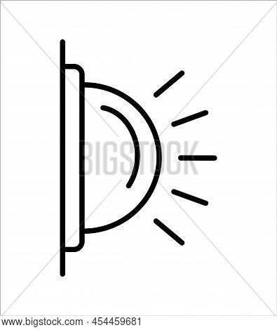 Flush Mount Modern Sconce. Vector Line Icon. Round Wall Light For Home Hallway, Living Room Or Bedro