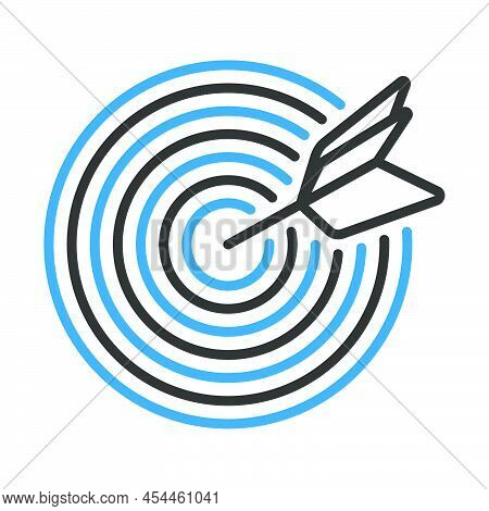 Icon Of Target With Dart. Editable Bold Outline With Color Fill Design. Vector Illustration.