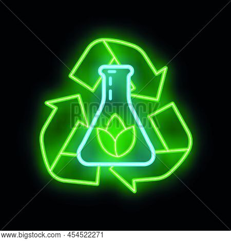 Eco Friendly Alternative Energy Source And Waste Recycling Icon, Concept Green Eco Earth Glow Neon F
