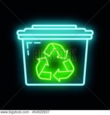 Eco Friendly Alternative Energy Source And Waste Recycling Icon, Concept Green Eco Earth Glow Neon F
