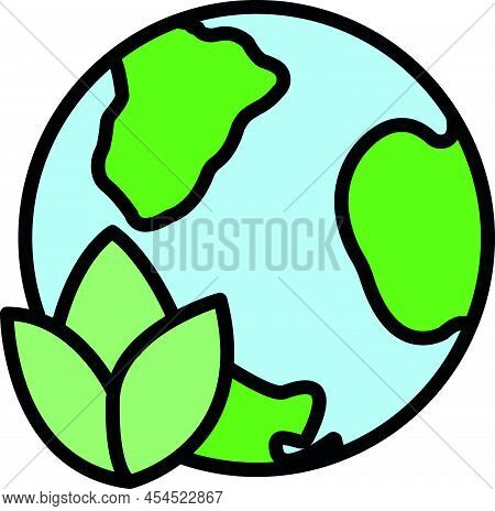 Eco Friendly Alternative Energy Source And Waste Recycling Icon, Concept Green Eco Earth Cartoon Sim