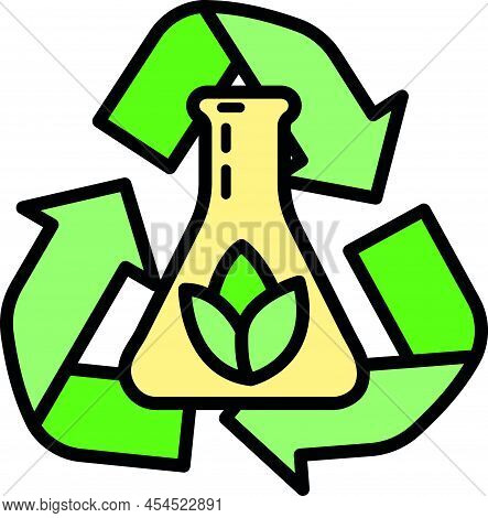 Eco Friendly Alternative Energy Source And Waste Recycling Icon, Concept Green Eco Earth Cartoon Sim