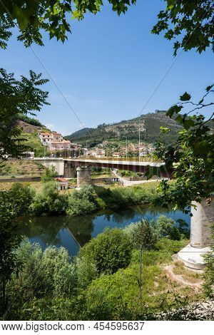 Penacova, Portugal - 13 May 2022: Bridge Over Mondego River In Penacova - Portugal.