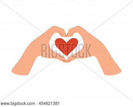 Two Hands In The Shape Of A Heart Icon Isolated On A White Background. Concept Symbol Of Love, Suppo