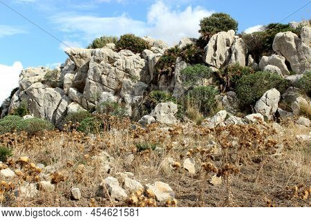 View Of Wild Nature In The Mountains Of Sicily.