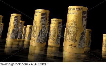 Brunei Dollar Money Banknotes Roll 3D Illustration