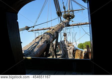 Details And Fragments Of The Replica Of Batavia, The Dutch East Indies Company Historic Voc Cargo Sh