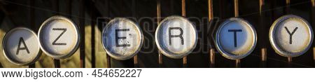Vintage Azerty Keyboard Or Typewriter Layout Used In Belgium And France