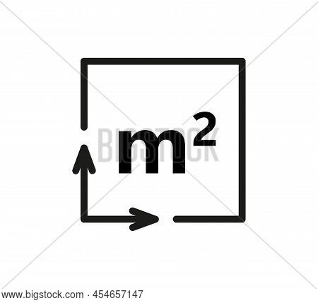 Square Meter Icon. M2 Sign. Flat Area In Square Metres . Measuring Land Area Icon. Place Dimension P