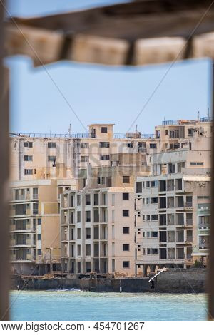 Abandoned Hotels And Other Buildings By The Beach At The Ghost City Of Varosha In Famagusta, Cyprus-