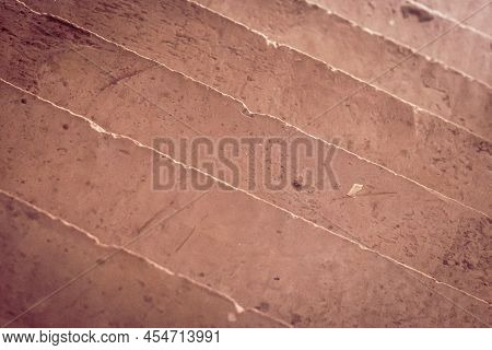 Abstract Real Photo Background. Diagonal Lines. View From Above Concrete Stairs Like Ceramic Stonewa