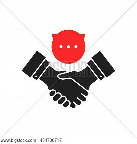 Easy Communication Between Partners. Simple Flat Trend Modern Shakehand Logotype Graphic Design Isol