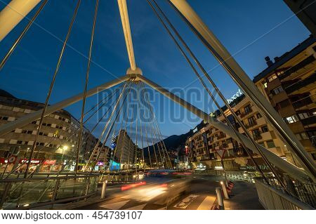 Andorra La Vella, Andorra. 2022 May 18 . Pont De Paris In The Background And The Work Of Salvador Da