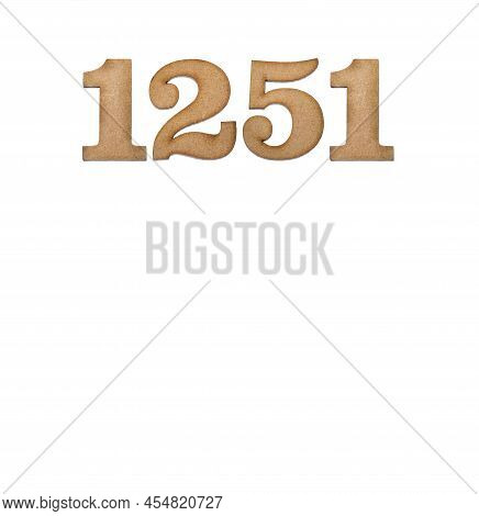 Number 1251 In Wood, Isolated On White Background